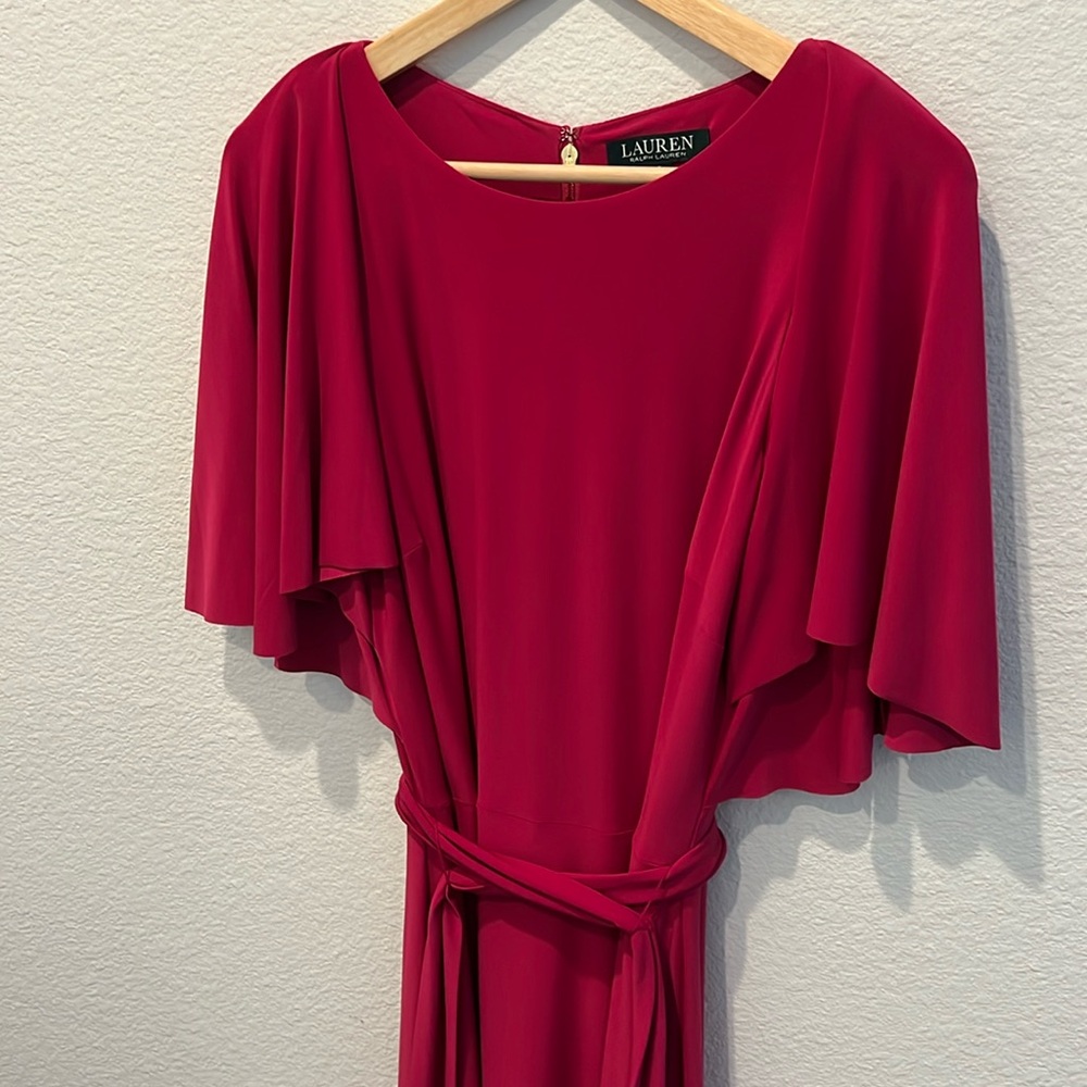 Ralph Lauren Raspberry Flutter Sleeve Dress
